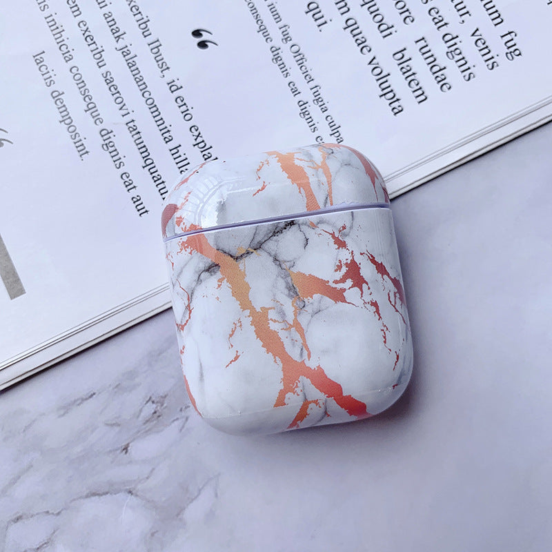 Compatible with Apple, White Marble Case for Airpods Earphone Case