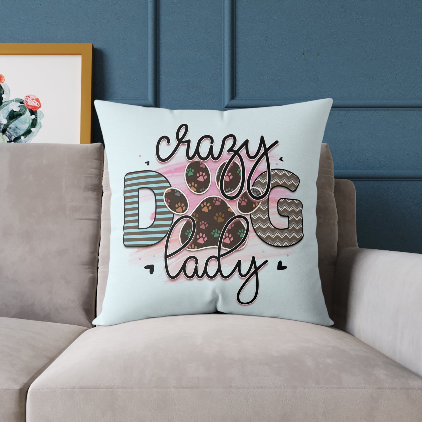 Square Poly Canvas Pillow Dog Lovers