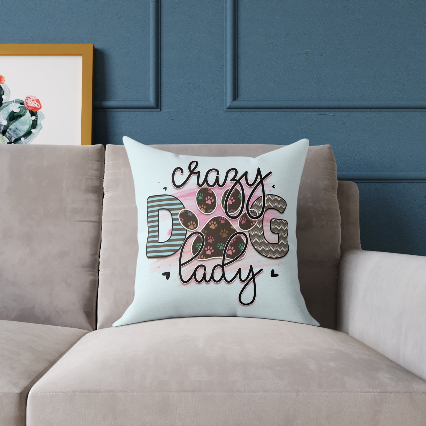 Square Poly Canvas Pillow Dog Lovers