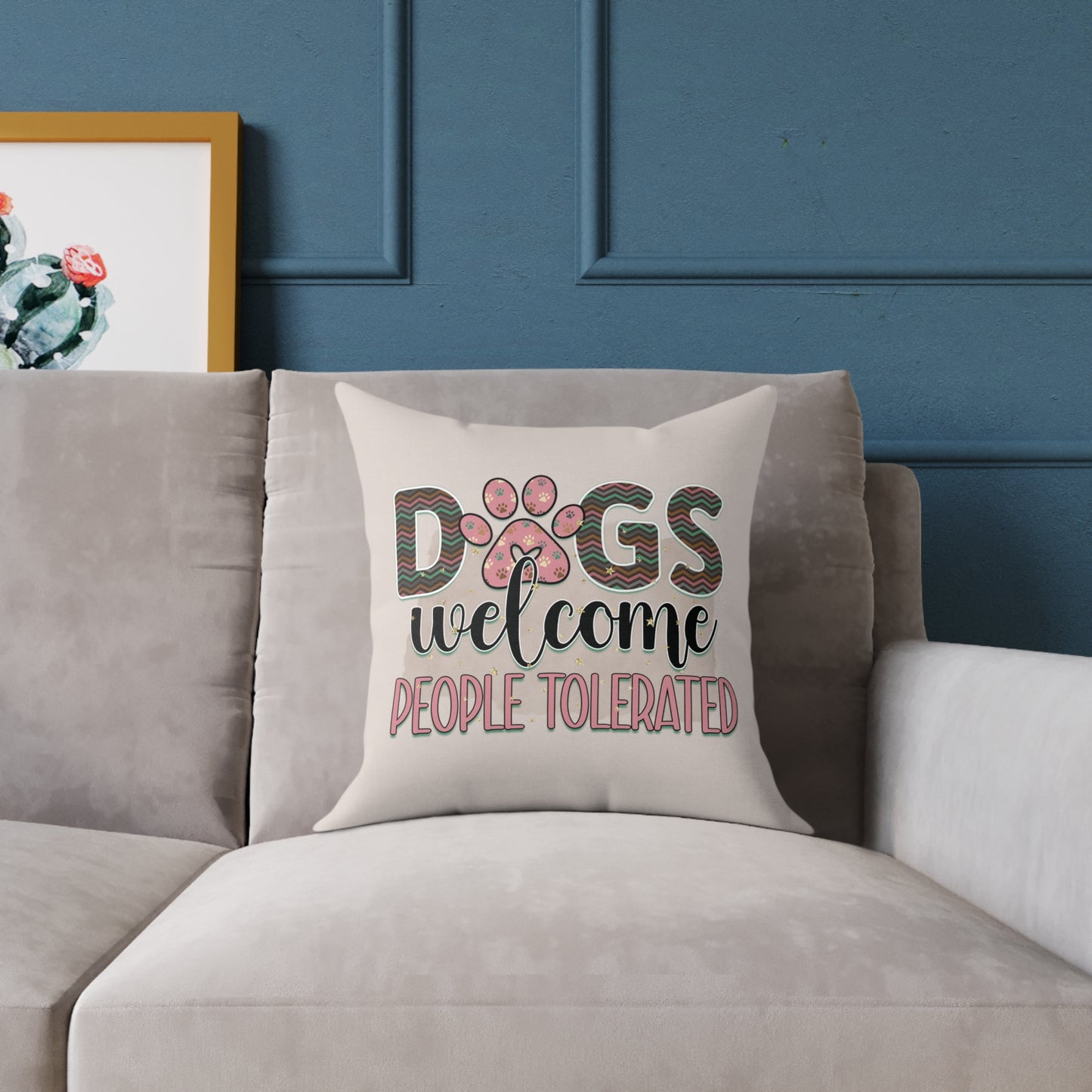 Square Poly Canvas Pillow Dog Lovers