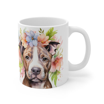 Bull Terrier Floral Mug Ceramic