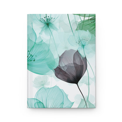 Hardcover Journal Teal Poppies