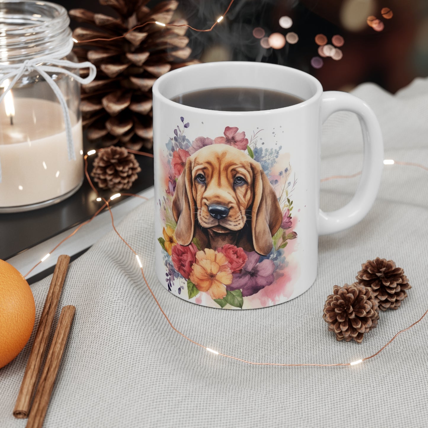 Bloodhound Floral Mug Ceramic