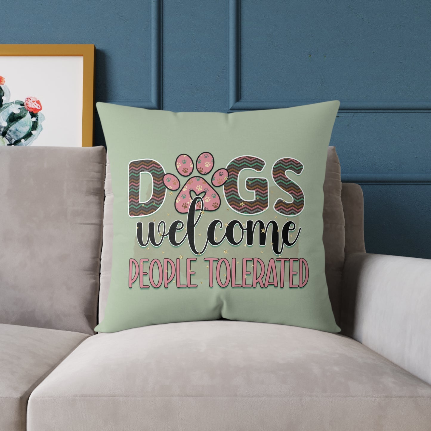 Square Poly Canvas Pillow Dog Lovers