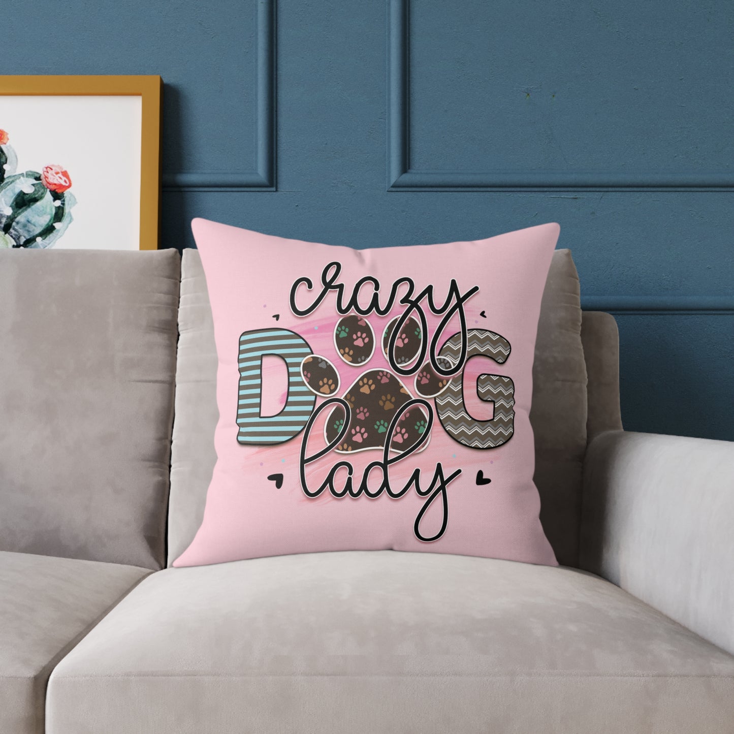 Square Poly Canvas Pillow Dog Lovers