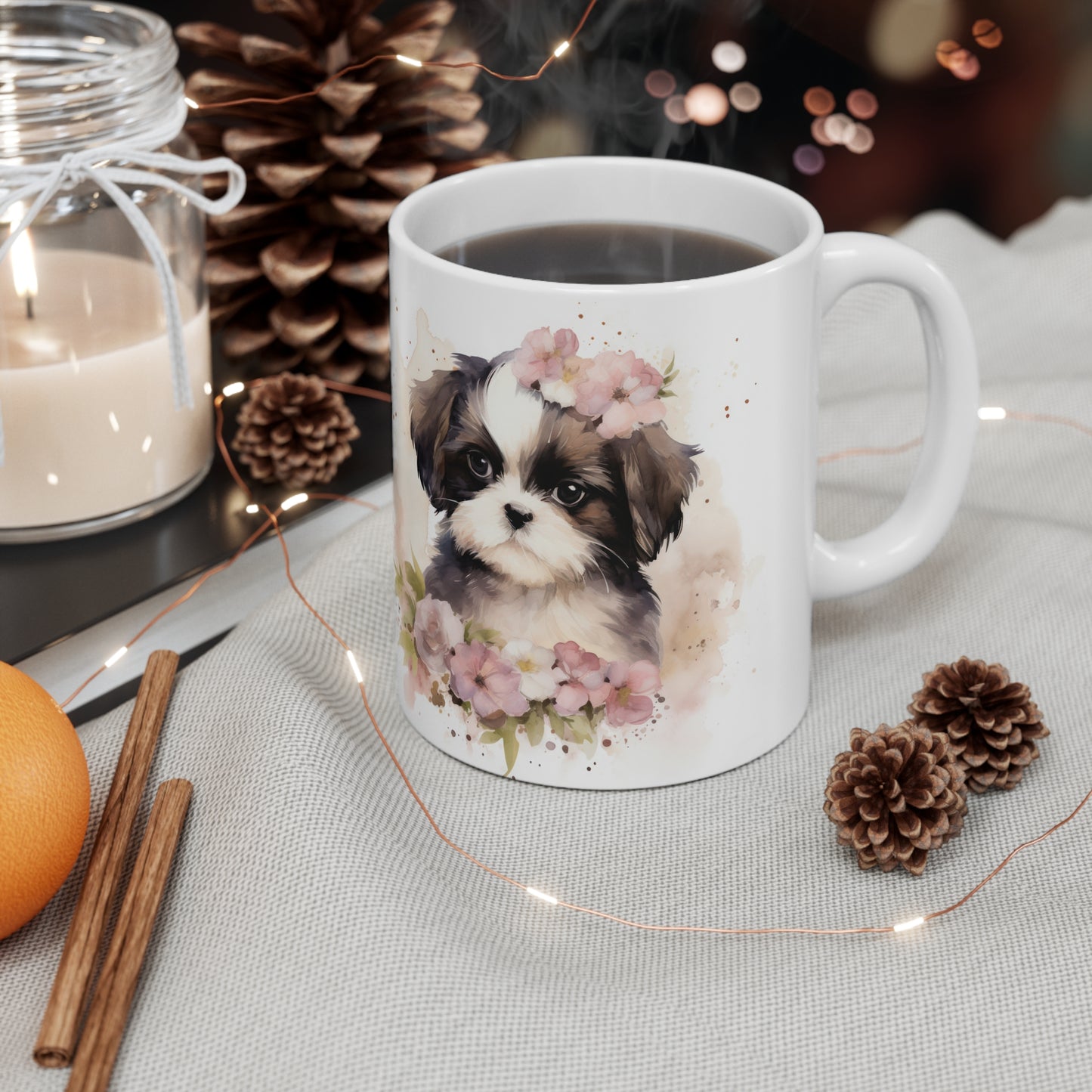 Shih Tzu Floral Mug Ceramic