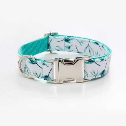 Dog Collar Green Leaf Design and Lead Set