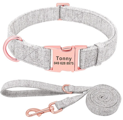 Pet Dog Collar and Lead Set with Custom Engraving