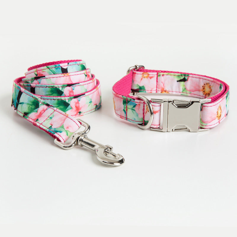 Dog Collar and Lead Set Floral