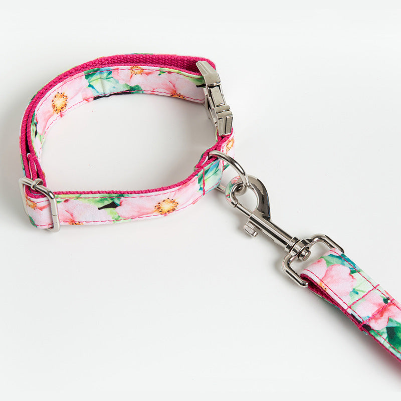 Dog Collar and Lead Set Floral