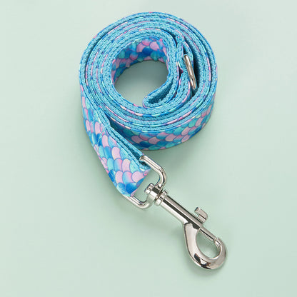 Dog Collar and Lead Set Blue Mermaid