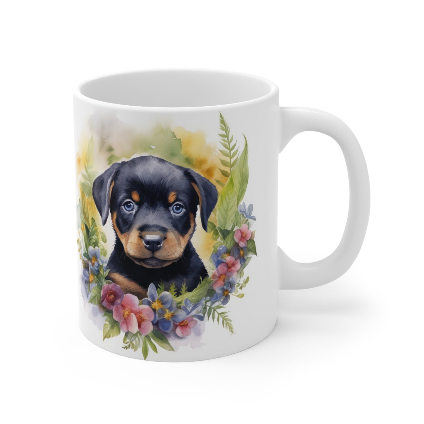 Rottweiler Floral Mug Ceramic