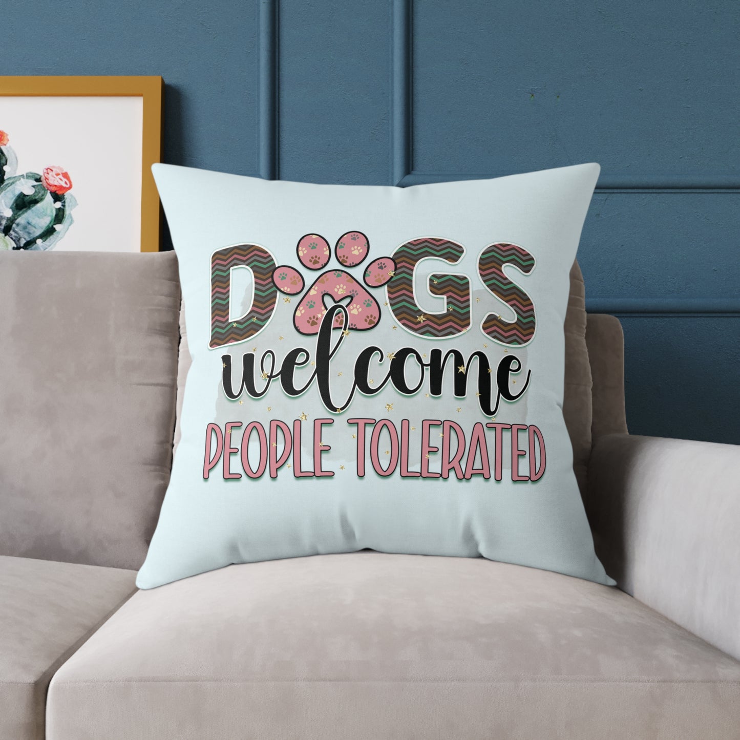 Square Poly Canvas Pillow Dog Lovers