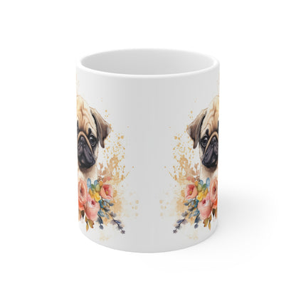 Pug Floral Mug Ceramic