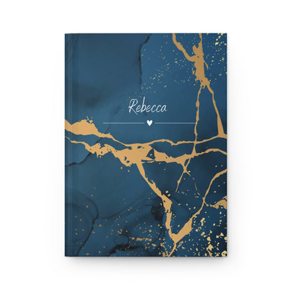 Personalised Hardcover Journal Blue Gold Marble