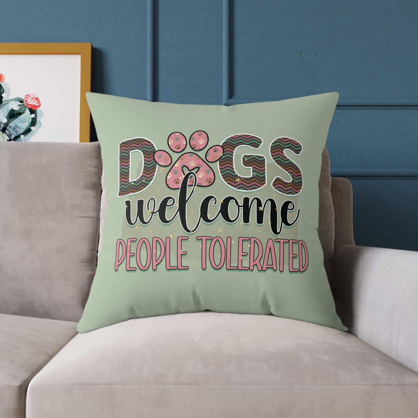 Square Poly Canvas Pillow Dog Lovers