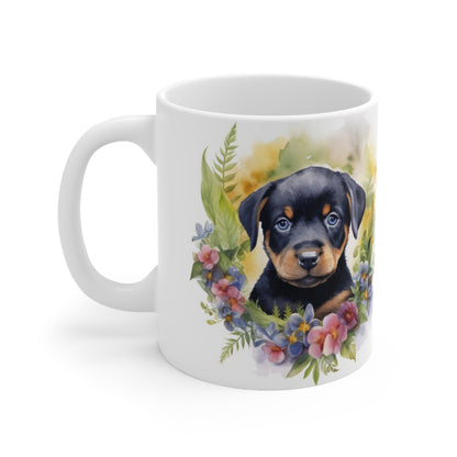 Rottweiler Floral Mug Ceramic