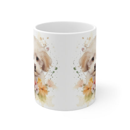 Poodle Floral Mug Ceramic