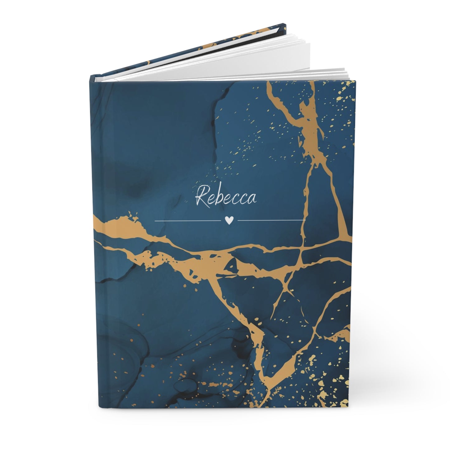 Personalised Hardcover Journal Blue Gold Marble