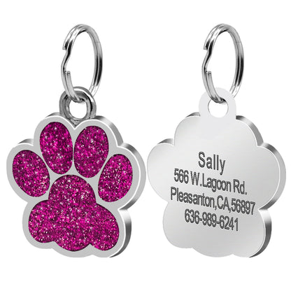 Pet Tag Paw Print Customisable and Engraved