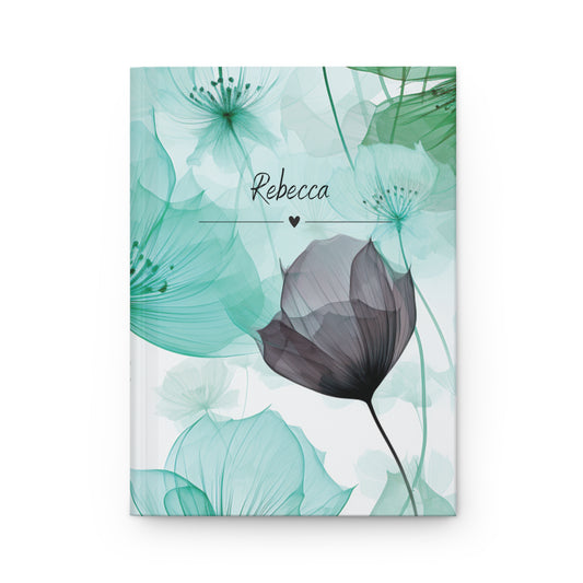 Personalised Hardcover Journal Teal Poppies