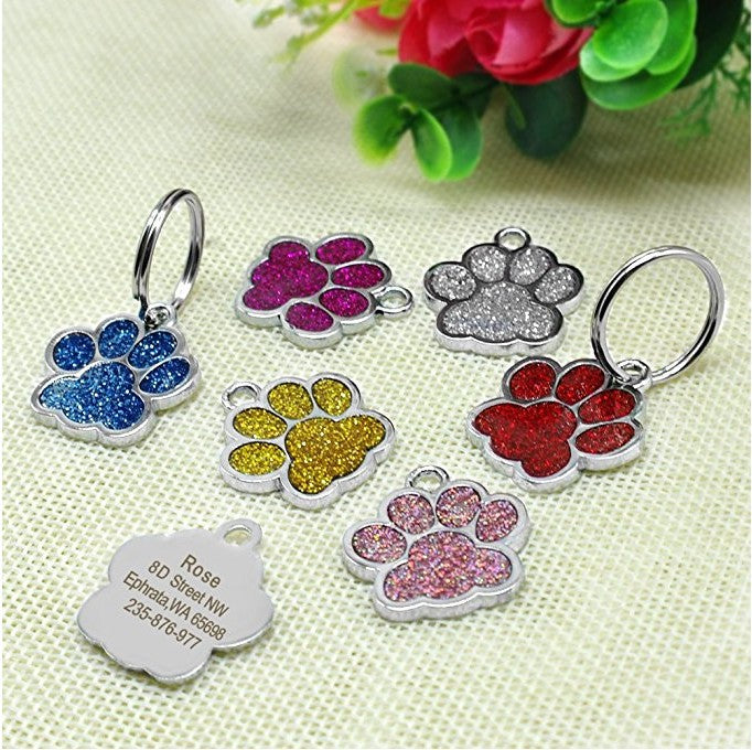 Pet Tag Paw Print Customisable and Engraved