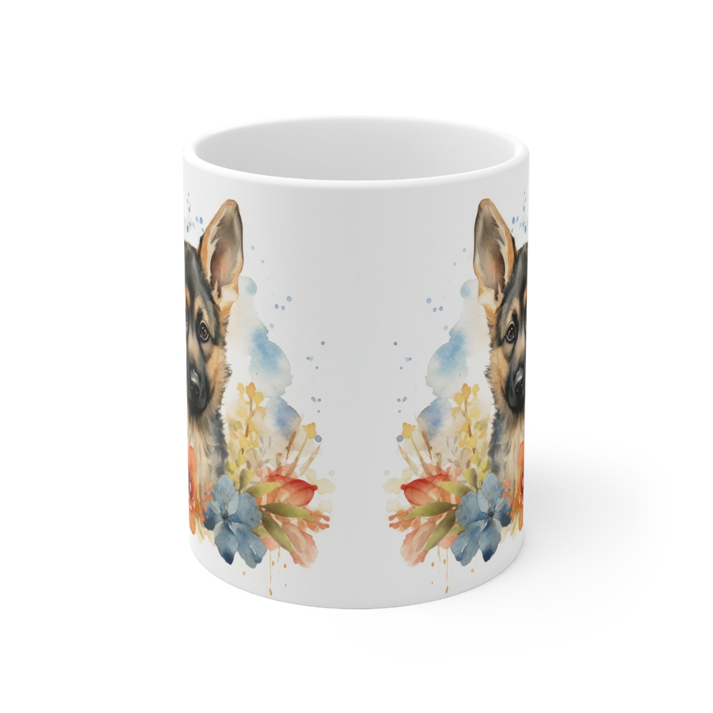 German Shepherd Floral Mug Ceramic