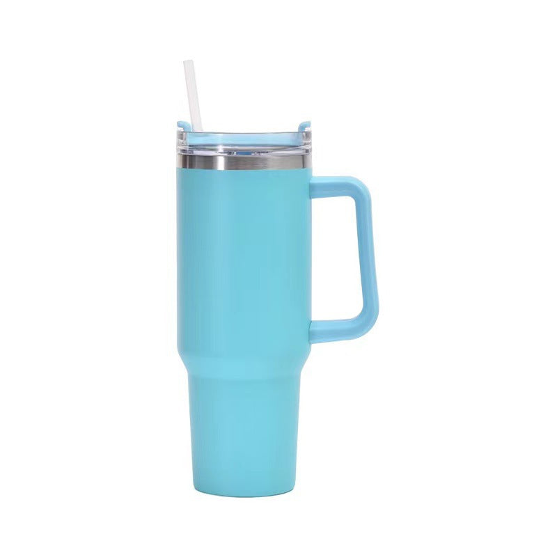 40oz Straw Coffee Insulation Cup With Handle Portable Car Stainless Steel Water Bottle LargeCapacity Travel BPA Free Thermal Mug