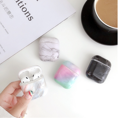 Compatible with Apple, White Marble Case for Airpods Earphone Case