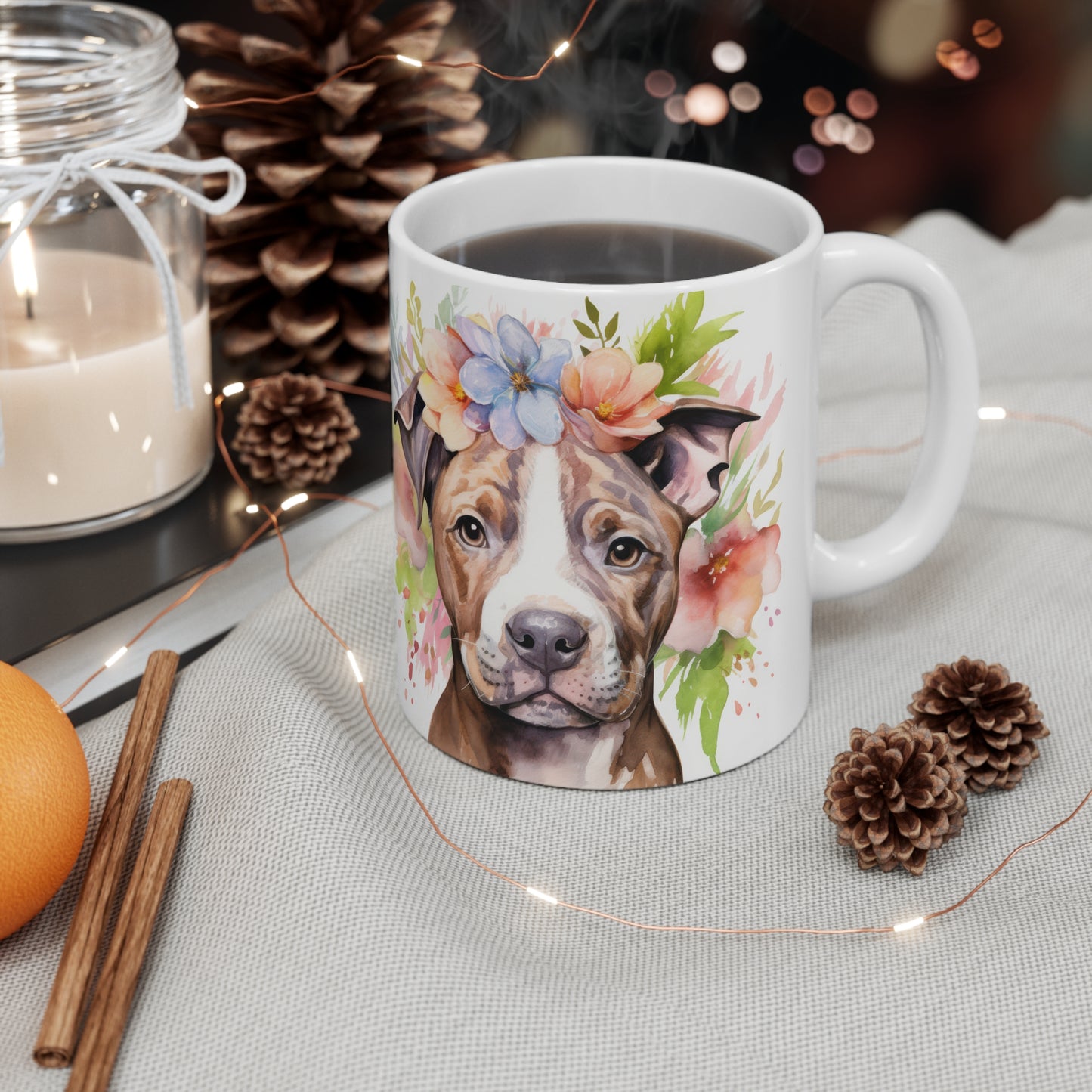 Bull Terrier Floral Mug Ceramic