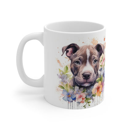 Bull Terrier Floral Mug Ceramic