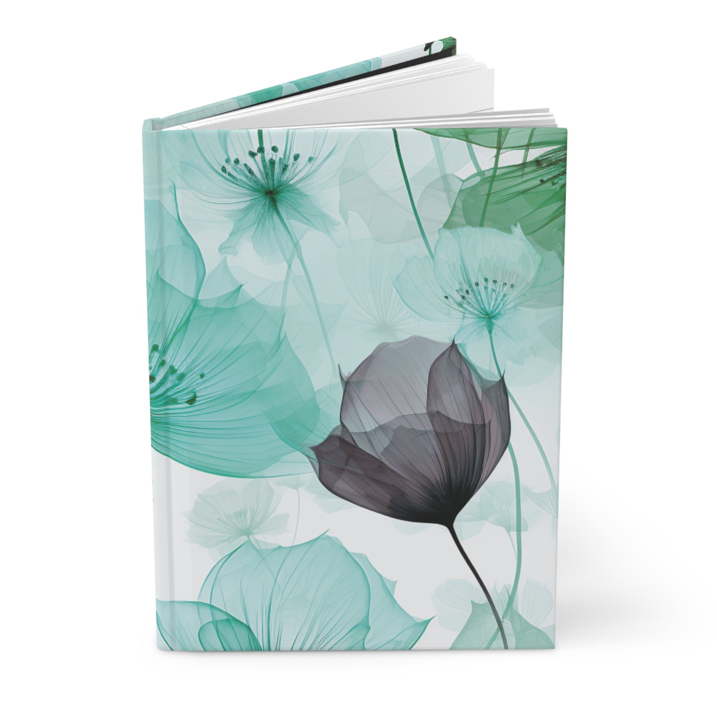 Hardcover Journal Teal Poppies