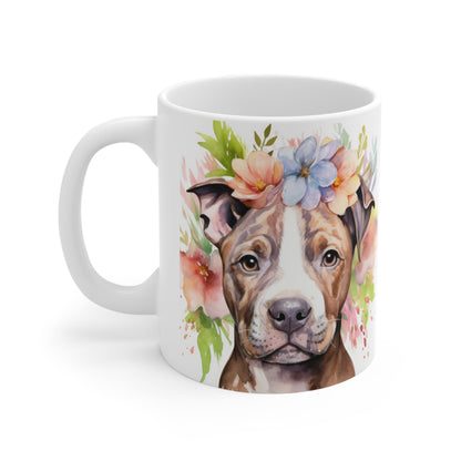 Bull Terrier Floral Mug Ceramic