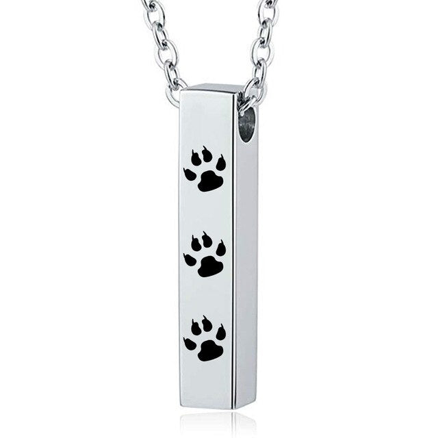 Memorial Pet Hair or Ashes Necklace Accessories Cuboid Paw Print Ashes Jar RIP