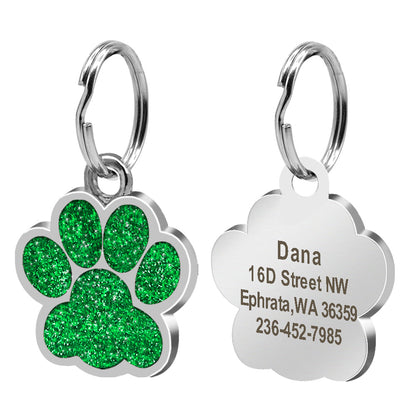 Pet Tag Paw Print Customisable and Engraved