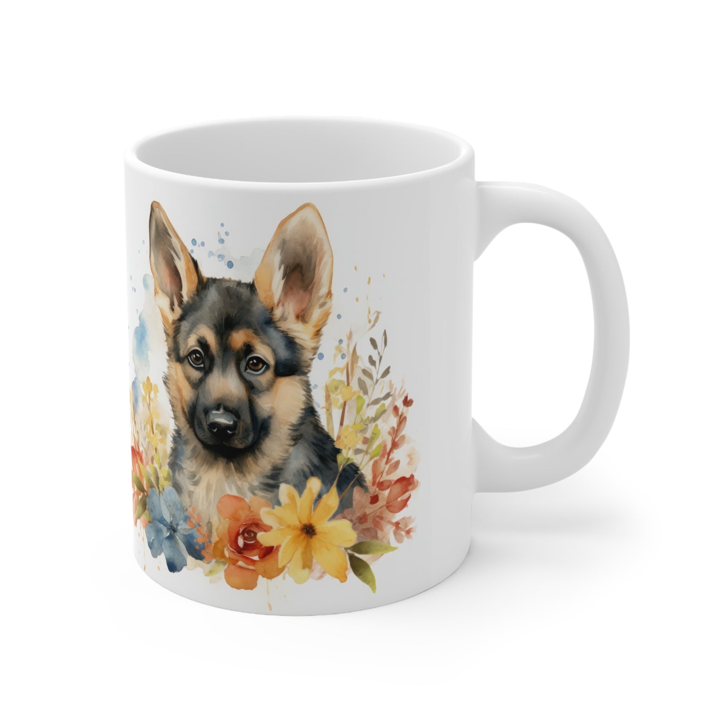 German Shepherd Floral Mug Ceramic