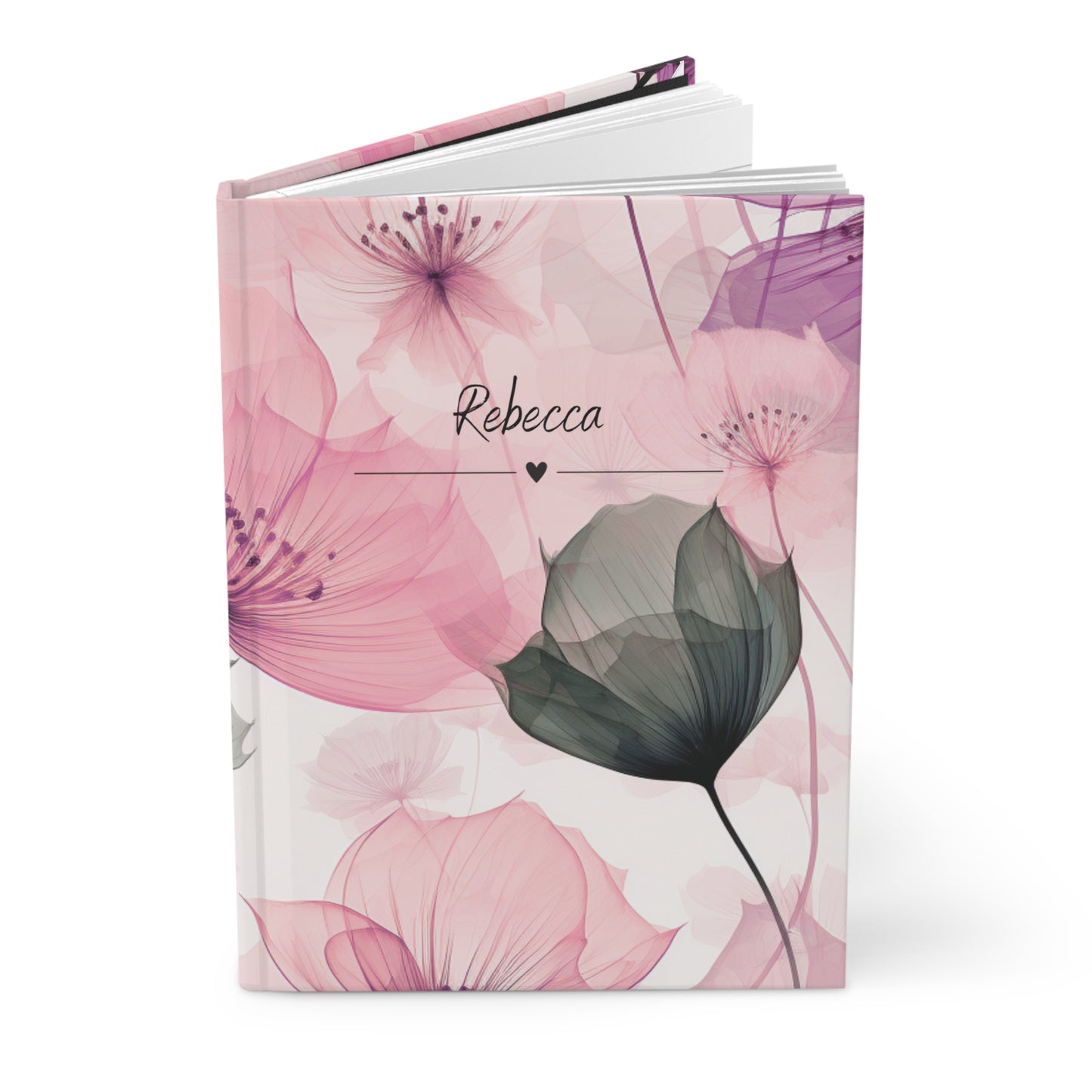 Personalised Hardcover Journal Pink Poppies