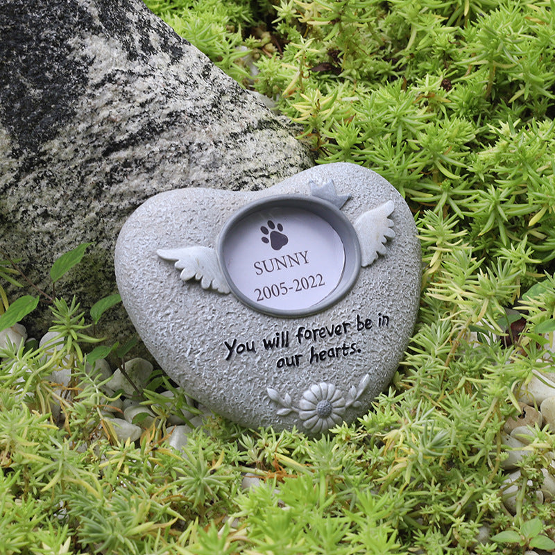 In Memoriam Gravestone Decoration Paw Print Heart RIP