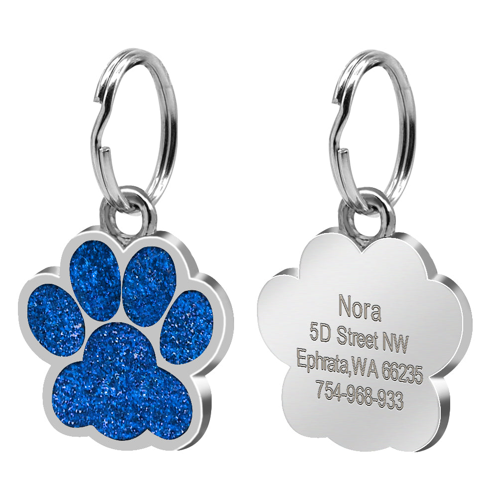 Pet Tag Paw Print Customisable and Engraved