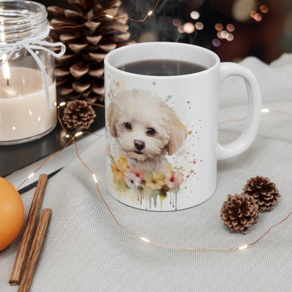 Poodle Floral Mug Ceramic