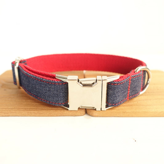 Personalized denim designer dog collar