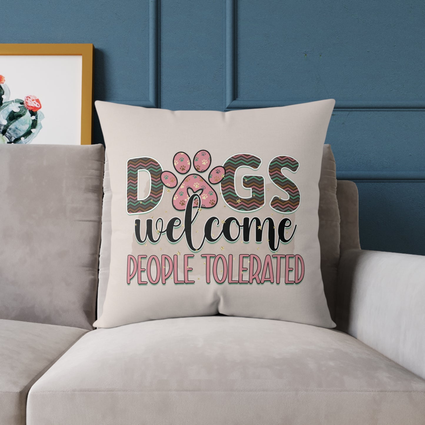 Square Poly Canvas Pillow Dog Lovers