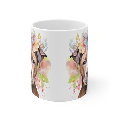 Bull Terrier Floral Mug Ceramic