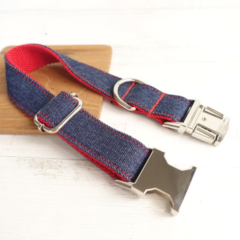 Personalized denim designer dog collar