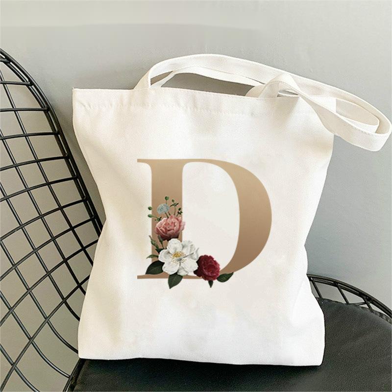 Monogram Flower Print Single Shoulder Canvas Bag