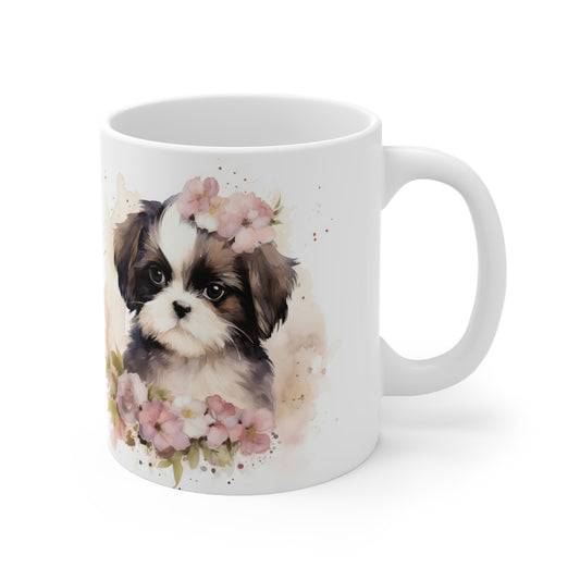 Shih Tzu Floral Mug Ceramic