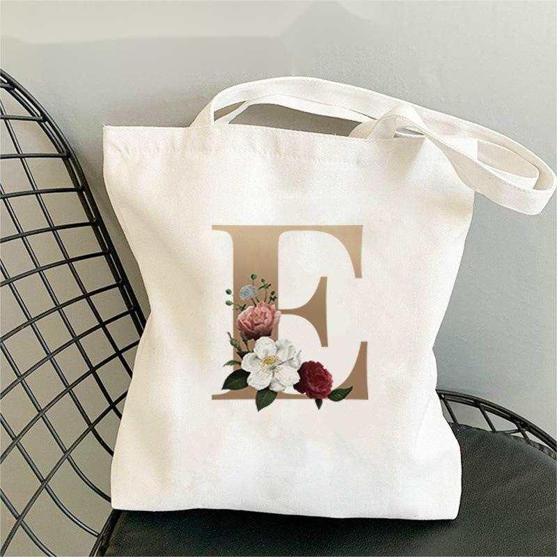 Monogram Flower Print Single Shoulder Canvas Bag