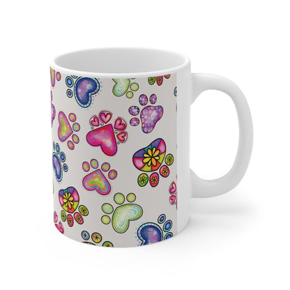 Colourful Dog Pawprint Mug Ceramic