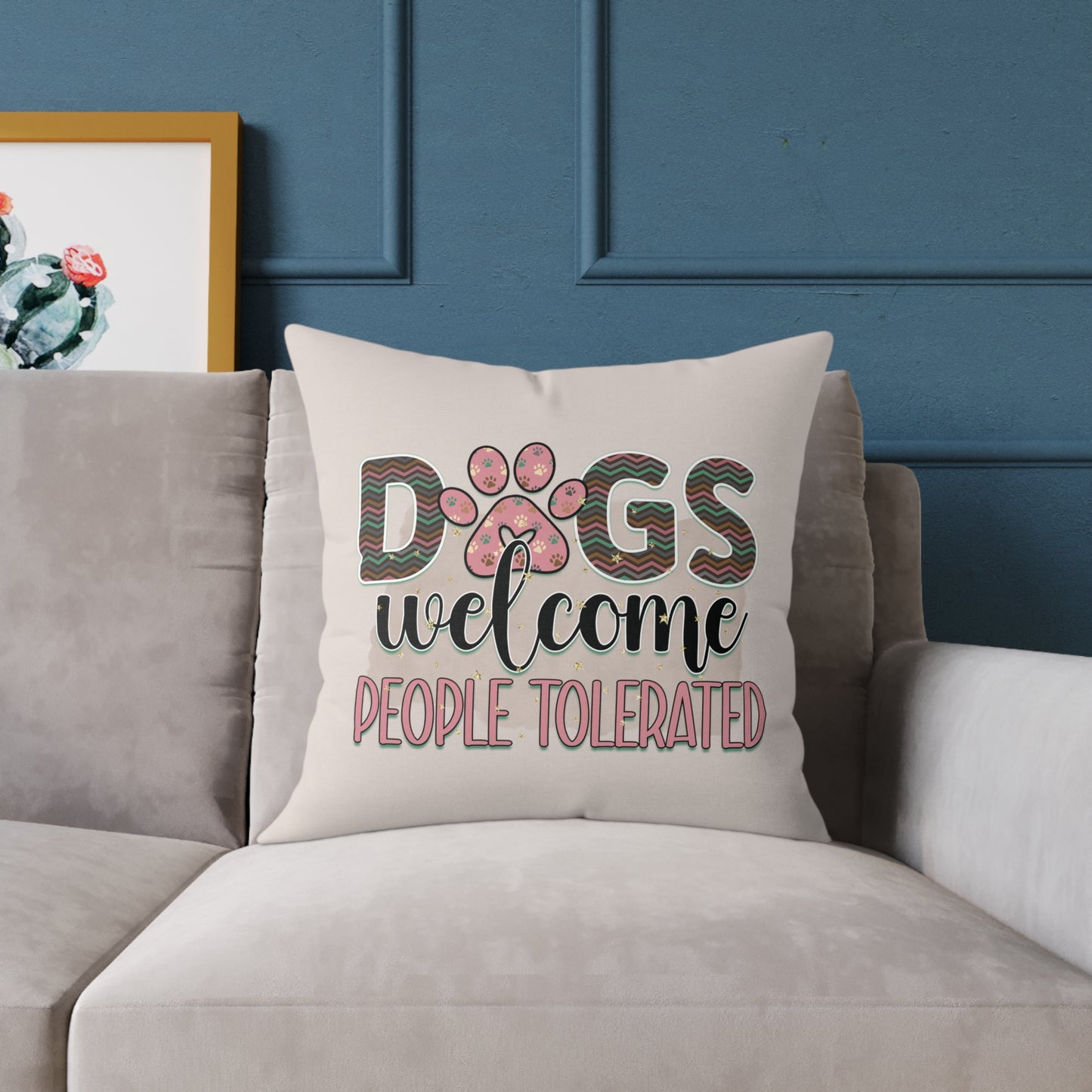 Square Poly Canvas Pillow Dog Lovers