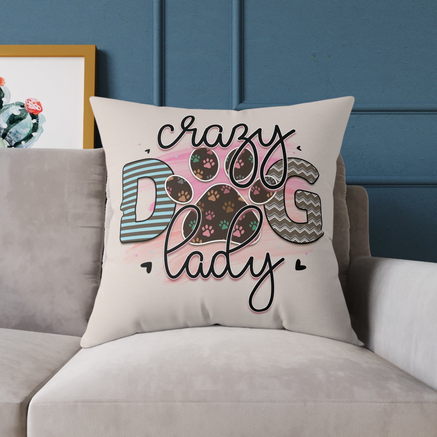 Square Poly Canvas Pillow Dog Lovers